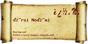 Örsi Noémi névjegykártya